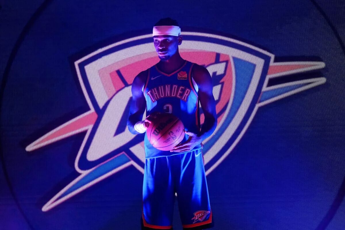Shai Gilgeous-Alexander during the Thunder Media Day for the 25-26 NBA season at the Paycom Center Monday, Sept. 29, 2025.