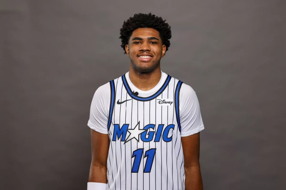 Sep 29, 2025; Orlando, FL, USA; Orlando Magic guard Jase Richardson (11) poses for a picture during Magic-Media Day at AdventHealth Training Center. Mandatory Credit: Mike Watters-Imagn Images