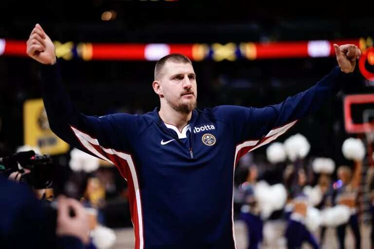 Oct 29, 2025; Denver, Colorado, USA; Denver Nuggets center Nikola Jokic (15) after the game against the New Orleans Pelicans at Ball Arena. Mandatory Credit: Isaiah J. Downing-Imagn Images