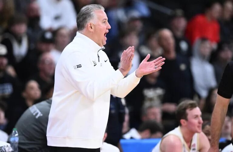 Mar 22, 2025; Providence, RI, USA; Purdue Boilermakers during the second half of a second round men’s NCAA Tournament game against the McNeese State Cowboys at Amica Mutual Pavilion. Mandatory Credit: Brian Fluharty-Imagn Images