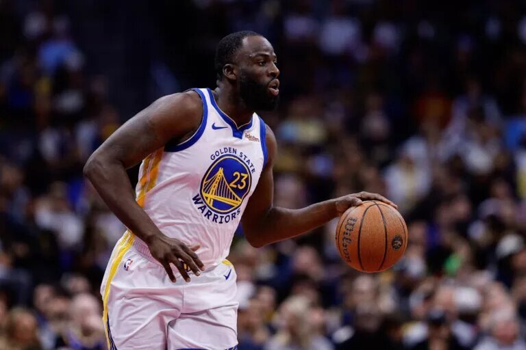 Nov 7, 2025; Denver, Colorado, USA; Golden State Warriors forward Draymond Green (23) in the second quarter against the Denver Nuggets at Ball Arena. Mandatory Credit: Isaiah J. Downing-Imagn Images