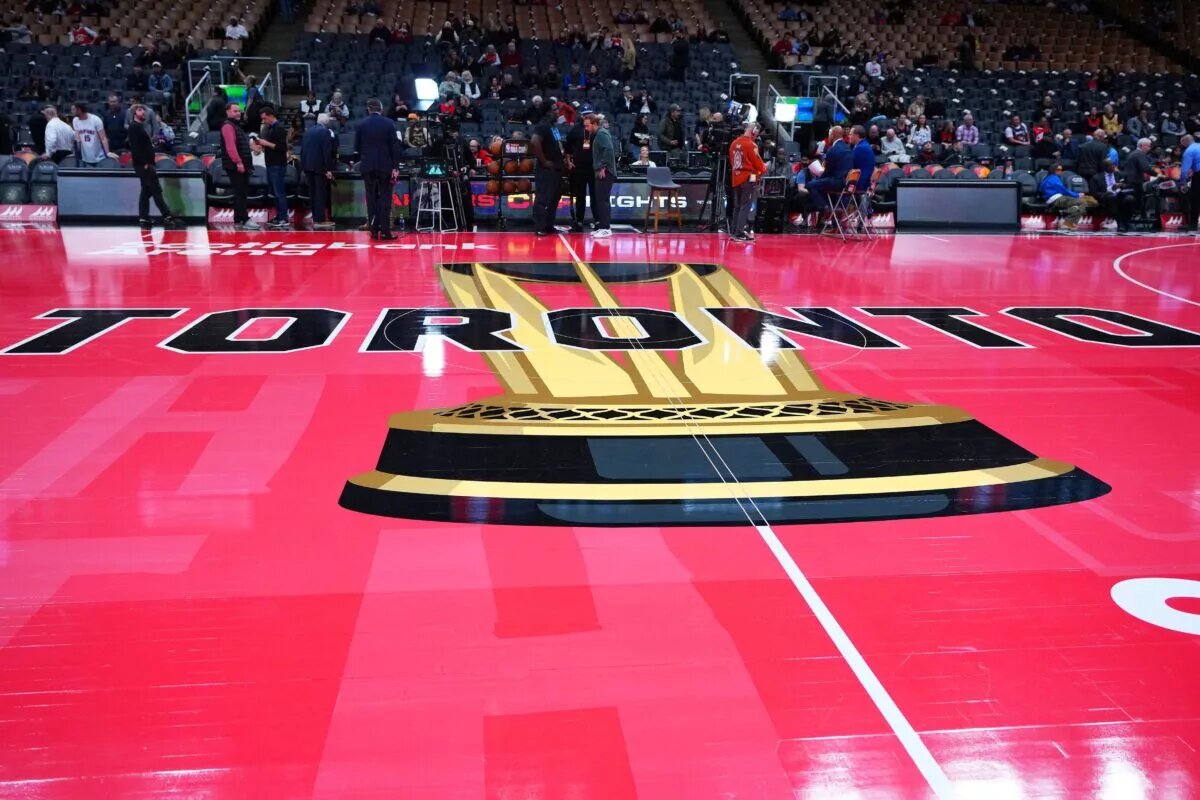 Nov 26, 2025; Toronto, Ontario, CAN; A general view of the floor for the NBA Cup game before the game between the Indiana Pacers and the Toronto Raptors at Scotiabank Arena. Mandatory Credit: Nick Turchiaro-Imagn Images