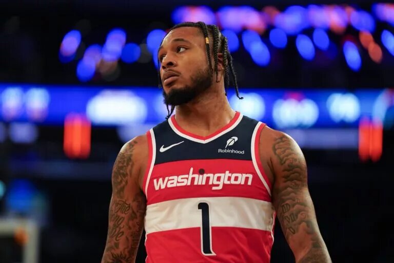 Washington forward Cam Whitmore (1) looks on during the second half against the New York Knicks at Madison Square Garden.
