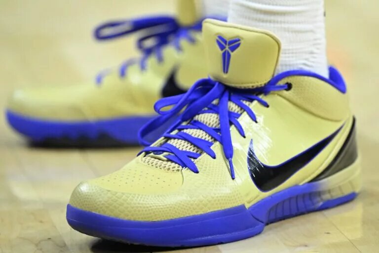 Nov 15, 2025; Cleveland, Ohio, USA; A general view of the shoes of Cleveland Cavaliers forward De'Andre Hunter (12) in the first quarter against the Memphis Grizzlies at Rocket Arena. Mandatory Credit: David Richard-Imagn Images