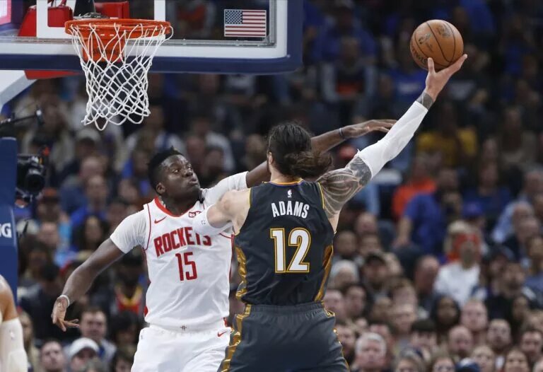 Rockets' Clint Capela and Steven Adams