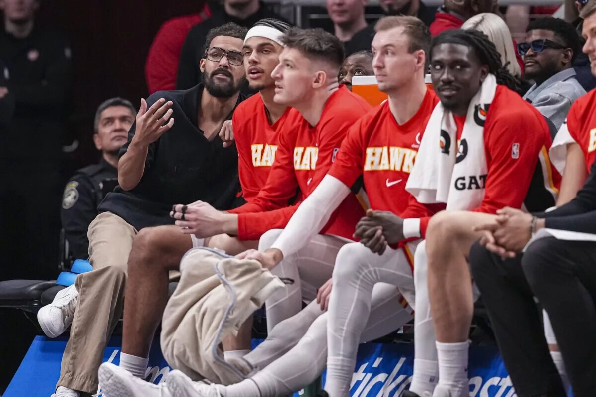 Trae Young on Atlanta Hawks bench just prior to Washington Wizards trade