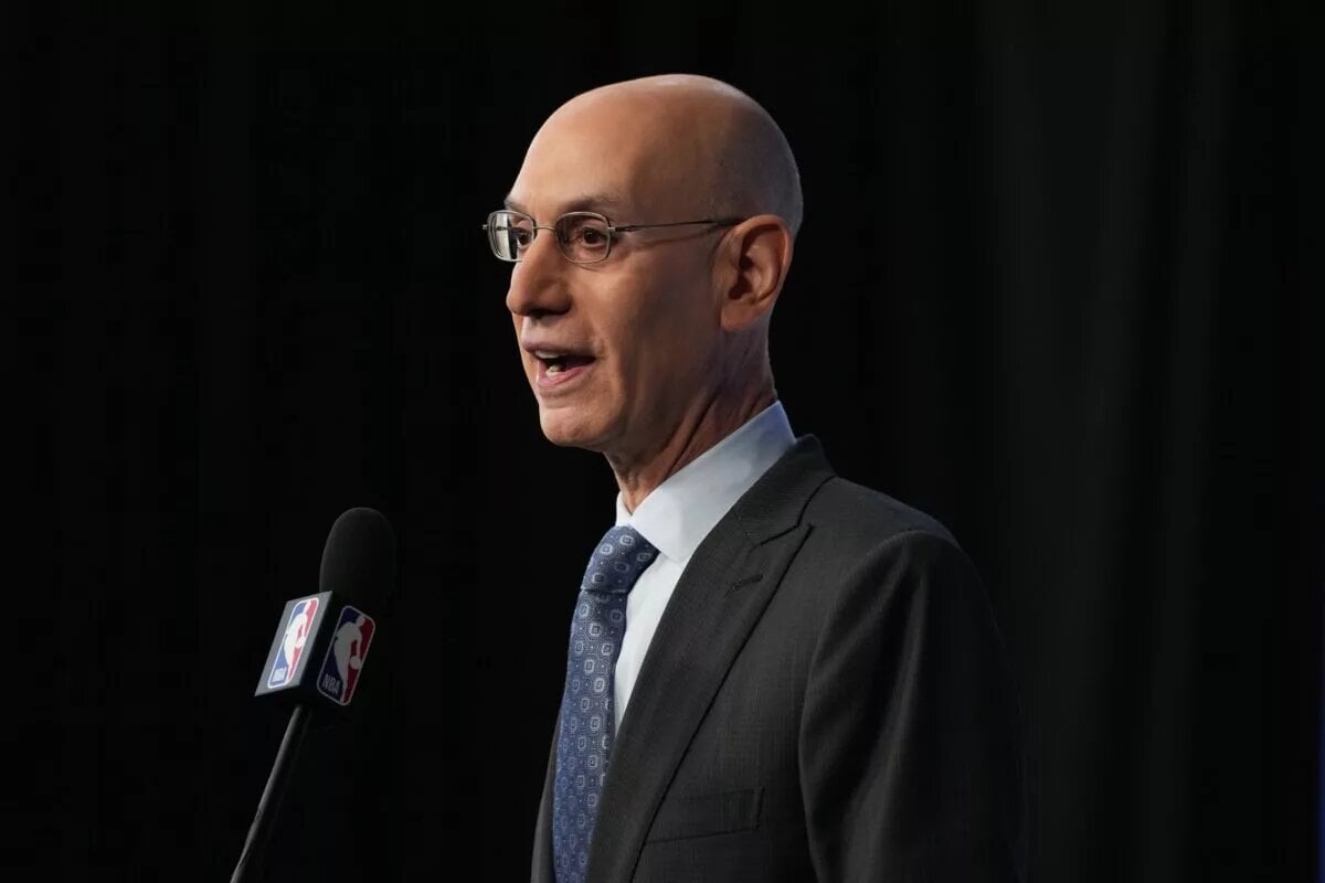 NBA commissioner Adam Silver speaks to the media during a press conference before 2026 NBA All Star Saturday Night at Intuit Dome.