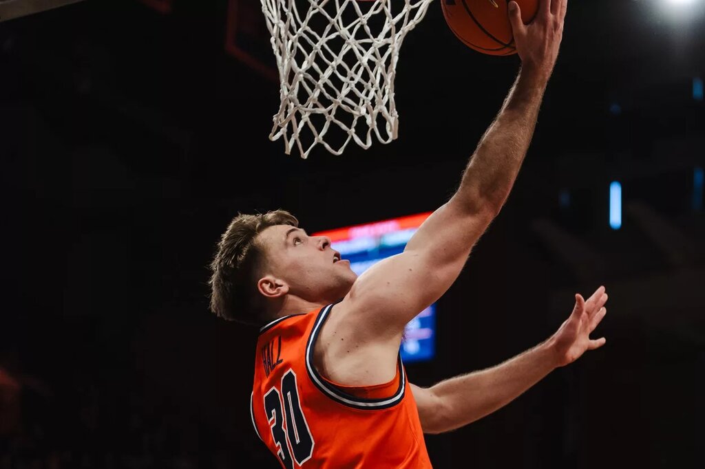Feb 21, 2026; Charlottesville, Virginia, USA; Virginia Cavaliers guard Dallin Hall (30) shoots the ball during the second half against the Miami (FL) Hurricanes at John Paul Jones Arena. Mandatory Credit: Emily Faith Morgan-Imagn Images