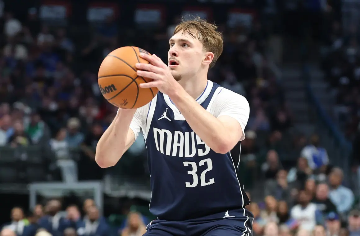 Mar 13, 2026; Dallas, Texas, USA; Dallas Mavericks forward Cooper Flagg (32) shoots during the second half against the Cleveland Cavaliers at American Airlines Center. Mandatory Credit: Kevin Jairaj-Imagn Images