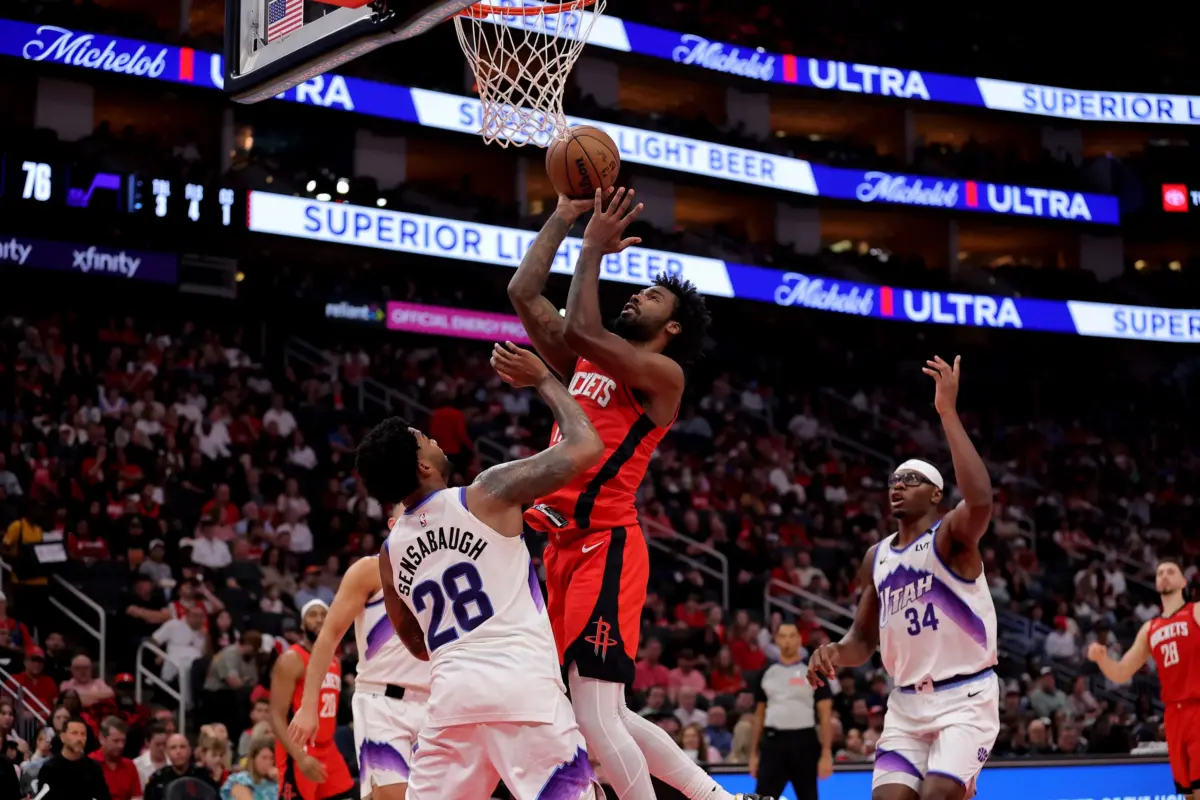 The Rockets' Tari Eason versus the Utah Jazz