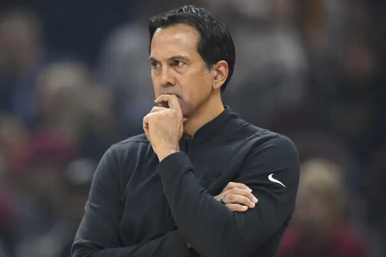 Miami Heat head coach Erik Spoelstra thinking