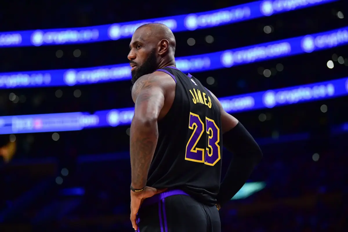 Los Angeles Lakers forward LeBron James (23) during the second half in game four of the second round of the 2026 NBA Playoffs at Crypto.com Arena. He could be a free agent option for the Washington Wizards.