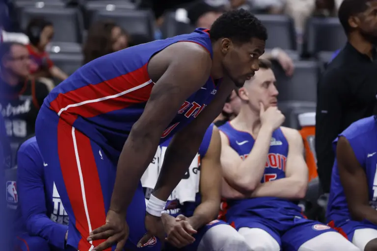 Detroit Pistons center Jalen Duren (0) in the second half against the Cleveland Cavaliers during game seven of the second round of the 2026 NBA Playoffs at Little Caesars Arena.