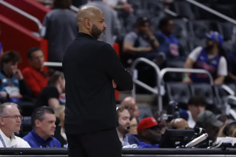 May 17, 2026; Detroit, Michigan, USA; Detroit Pistons head coach J.B. Bickerstaff in the second half against the Cleveland Cavaliers during game seven of the second round of the 2026 NBA Playoffs at Little Caesars Arena. Mandatory Credit: Rick Osentoski-Imagn Images
