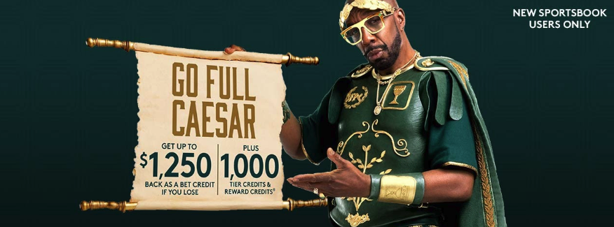 Caesars Sportsbook $1,250 welcome bonus for new users and the Caesars Sportsbook bonus code to claim it