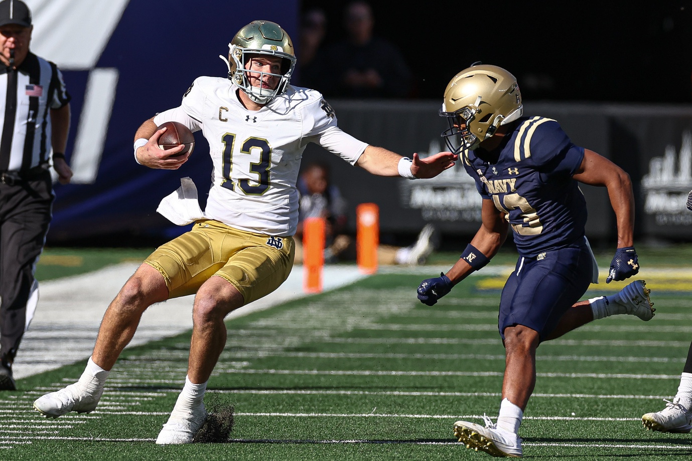 No. 12 Notre Dame downed longtime rival No. 24 Navy 51-14 at MetLife Stadium in East Rutherford, N.J. on Saturday.