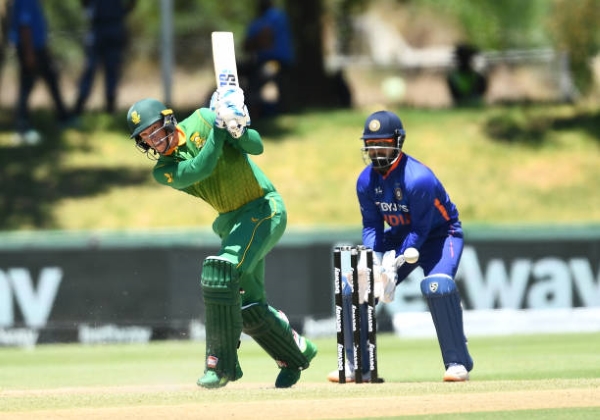 Rassie van der Dussen in action for South Africa in the first ODI.