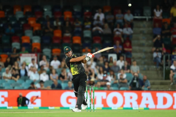 Marcus Stoinis in T20 action for Australia vs Sri Lanka.