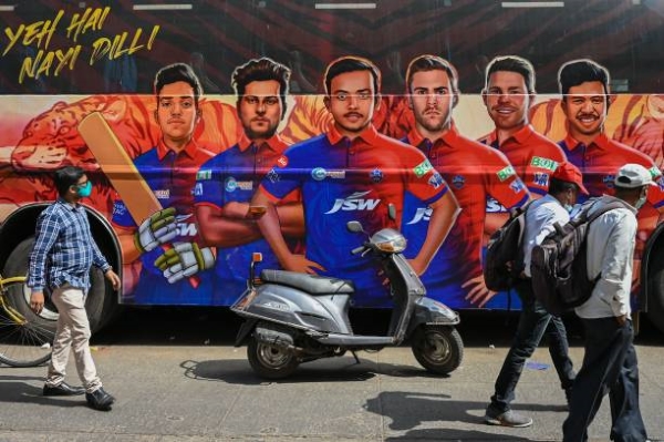Delhi Capitals team bus ahead of the start of the Indian Premier League.