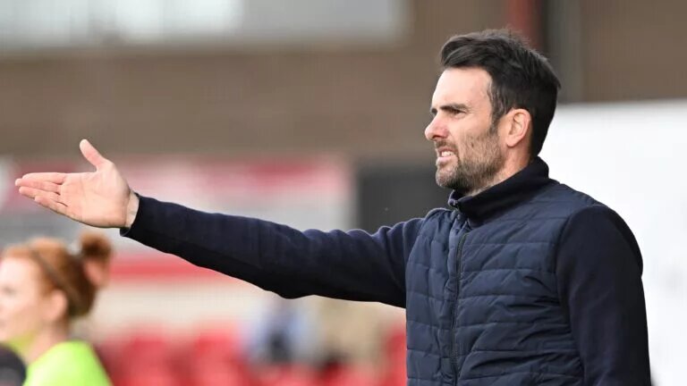 Doncaster Rovers head coach Danny Schofield gestures on touchline