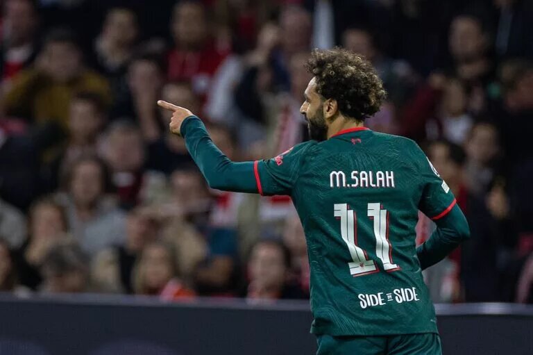 Mohamed Salah celebrates goal for Liverpool