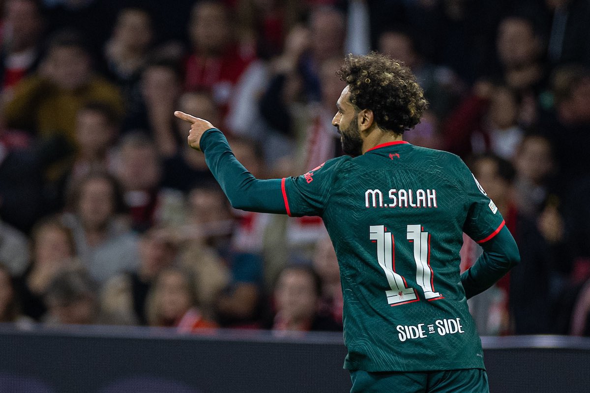 Mohamed Salah celebrates goal for Liverpool