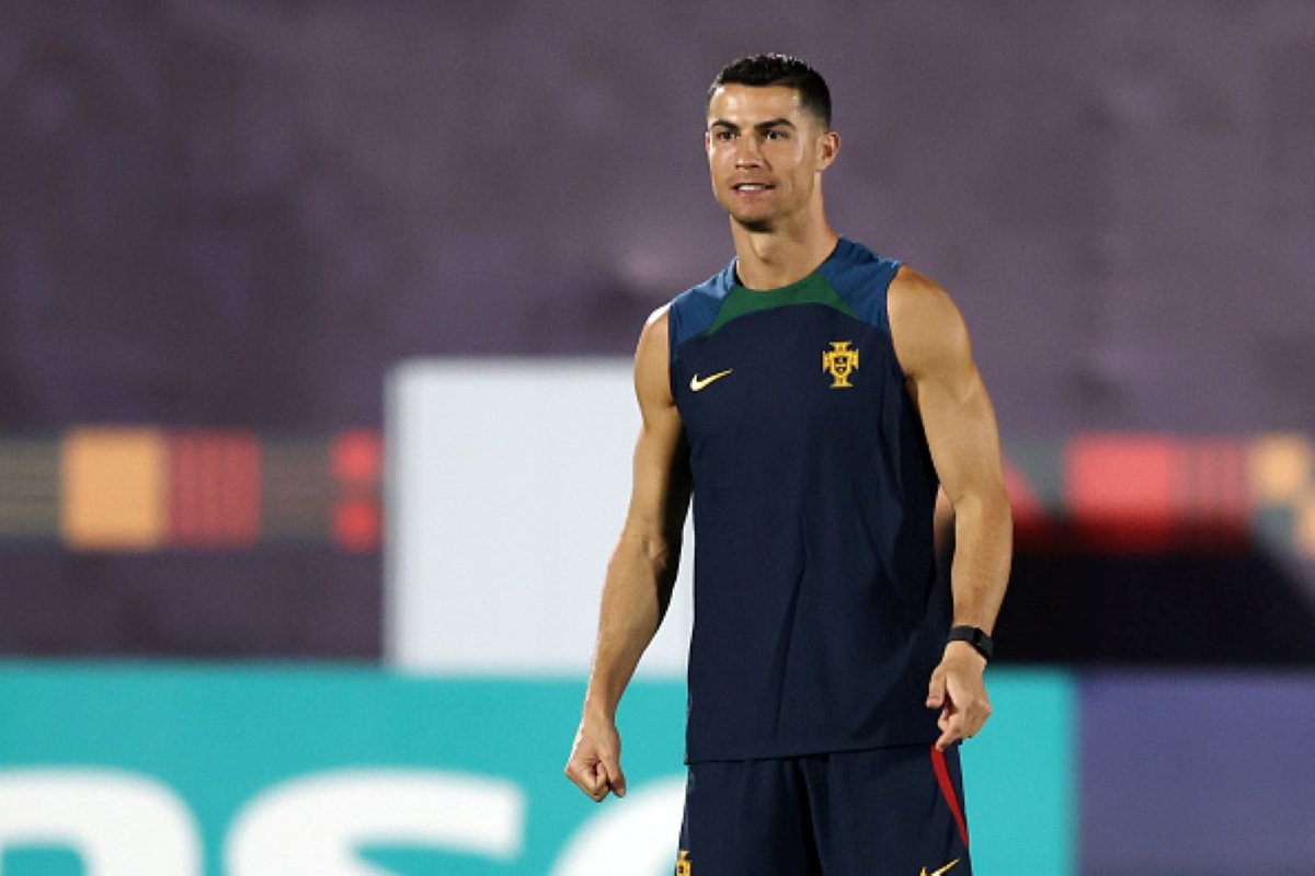 Cristiano Ronaldo, pictured in training, prepares for Portugal vs Uruguay