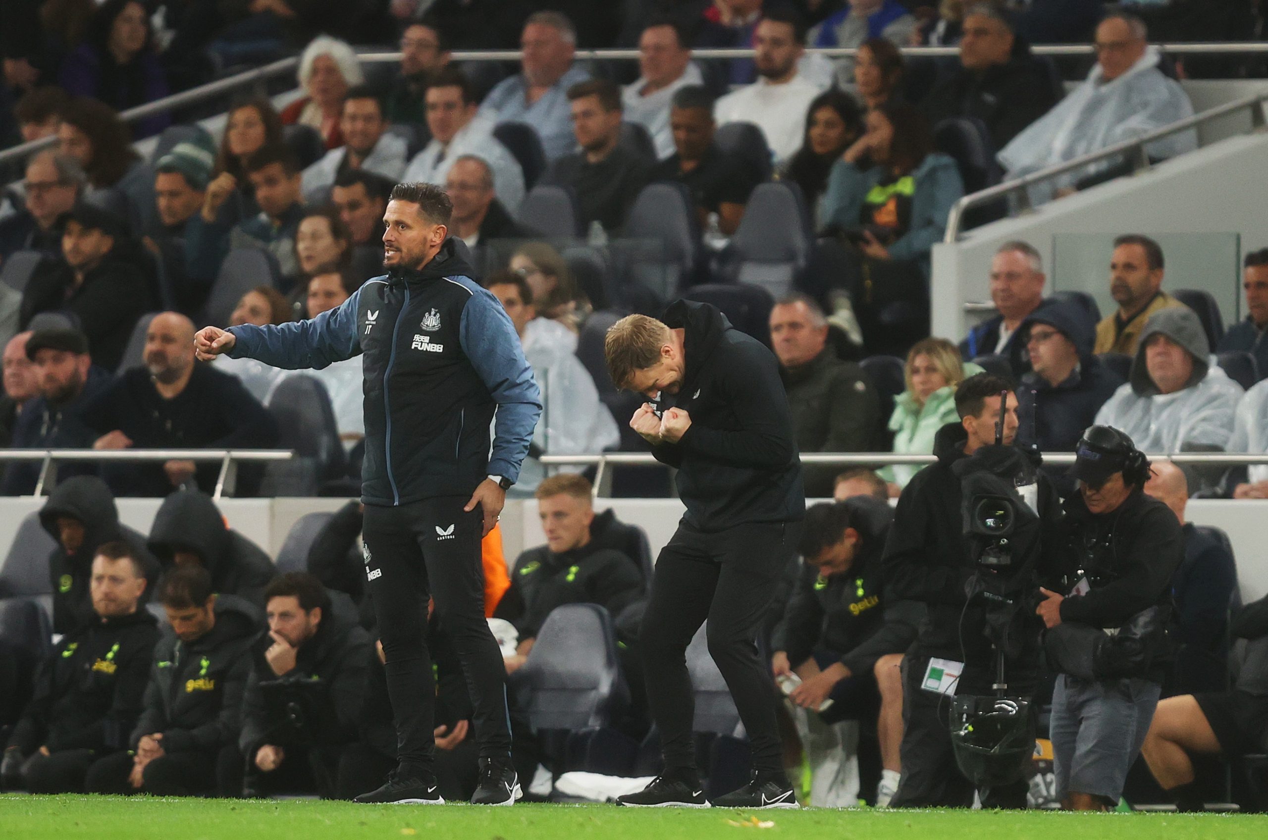 Eddie Howe Celebrates on the Sideline for Newcastle United