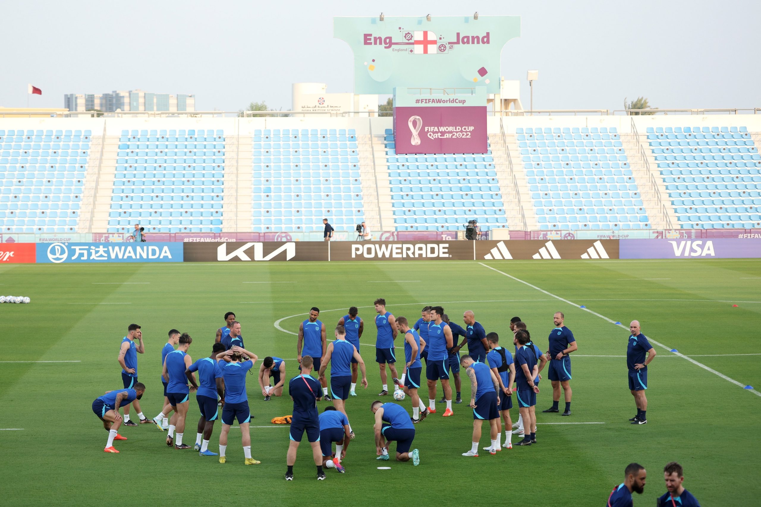 England players at a training session