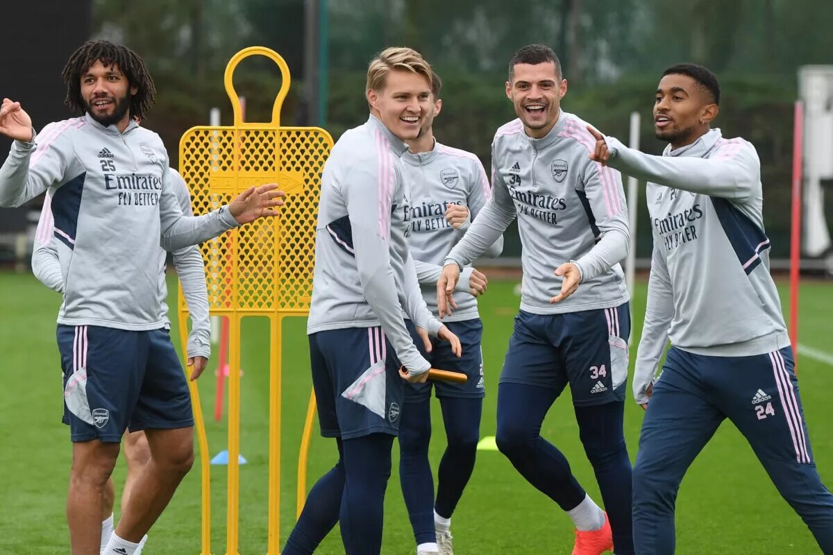 A shot of Arsenal players in training. Here's our Chelsea vs Arsenal predictions