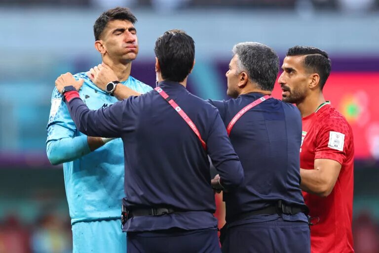 Reaction to the Iran head injury to their goalkeeper Alireza Beiranvand