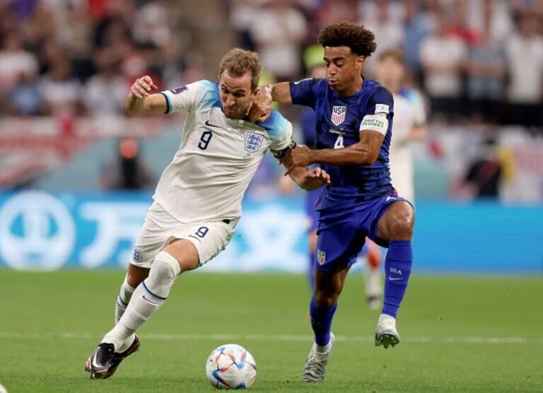 Harry Kane attacking vs USA. He will play in England vs Wales