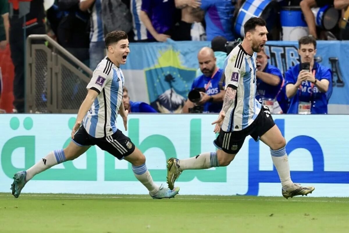 Lionel Messi celebrating a goal, retaining his place in the Argentina predicted lineup