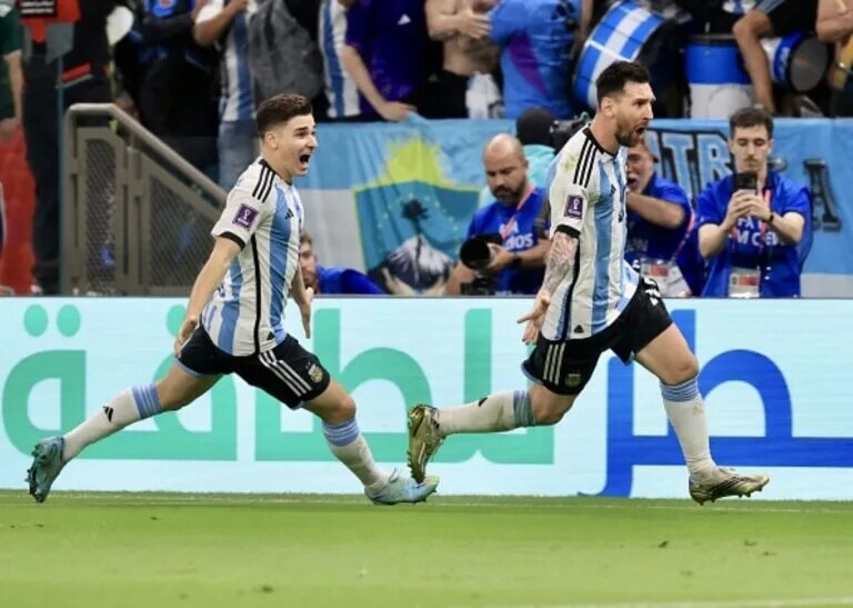 Lionel Messi celebrating a goal, retaining his place in the Argentina predicted lineup