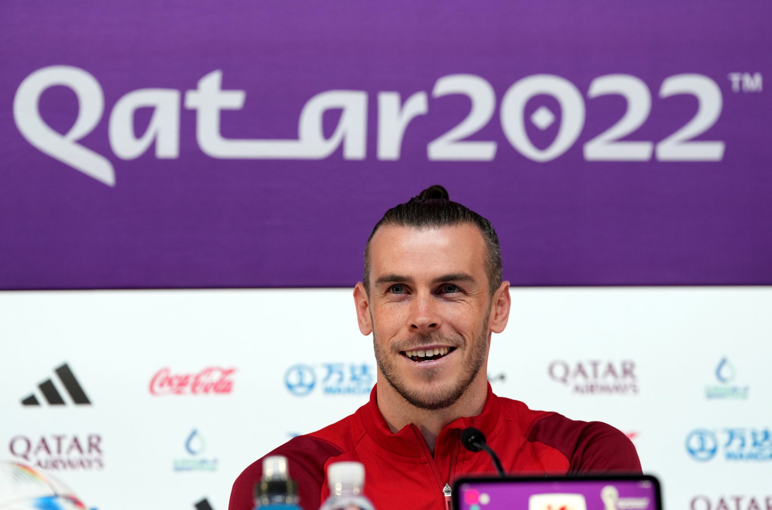 Gareth Bale, part of the Wales predicted lineup, in a press conference