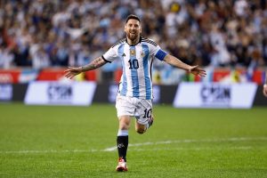Argentina's Lionel Messi Celebrates Scoring His Goal at