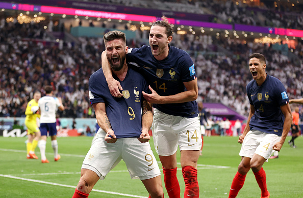 France Player, Olivier Giroux, Celebrates Goal Over England and Will Likely Be In France's Predicted Lineup Against Argentina