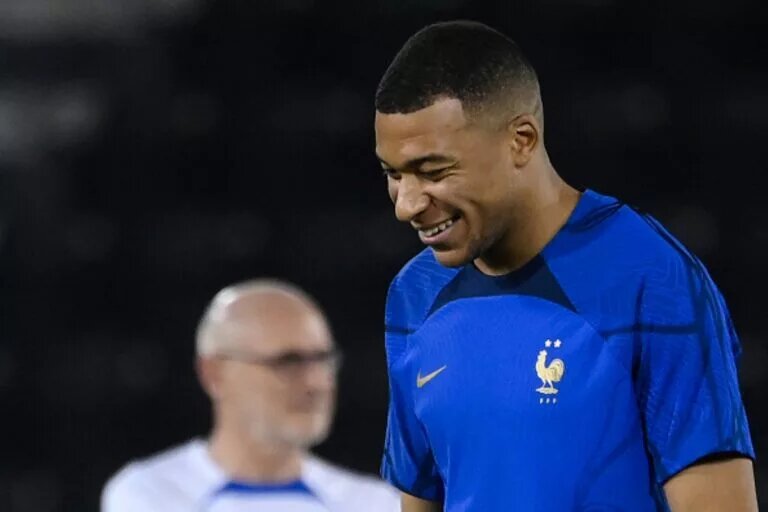 Kylian Mbappe training ahead of France vs Poland