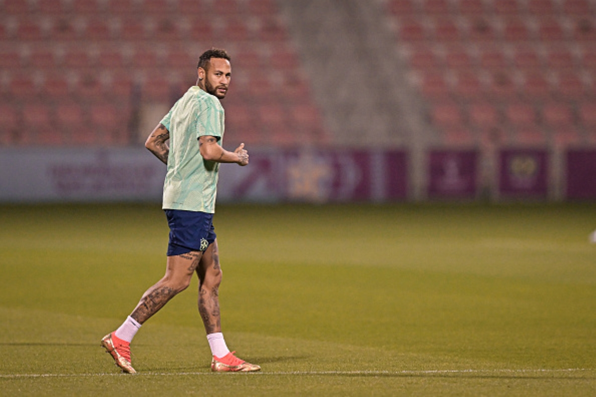 Neymar in training, part of the Brazil predicted lineup