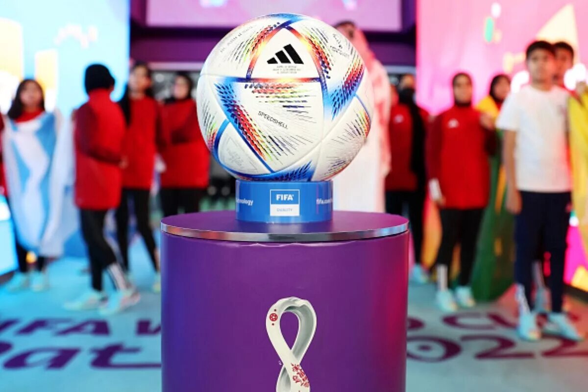 World Cup ball on a plinth before a match featured in World Cup predictions