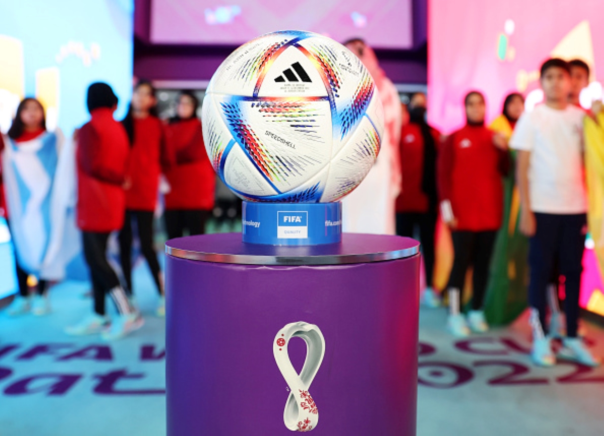 World Cup ball on a plinth before a match featured in World Cup predictions
