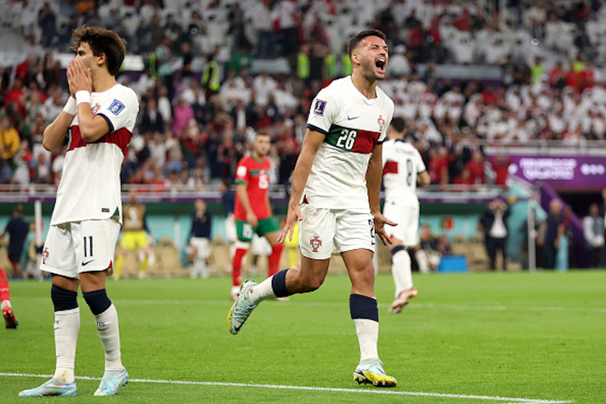 Goncalo Ramos in Portugal's World Cup quarter final vs Morocco