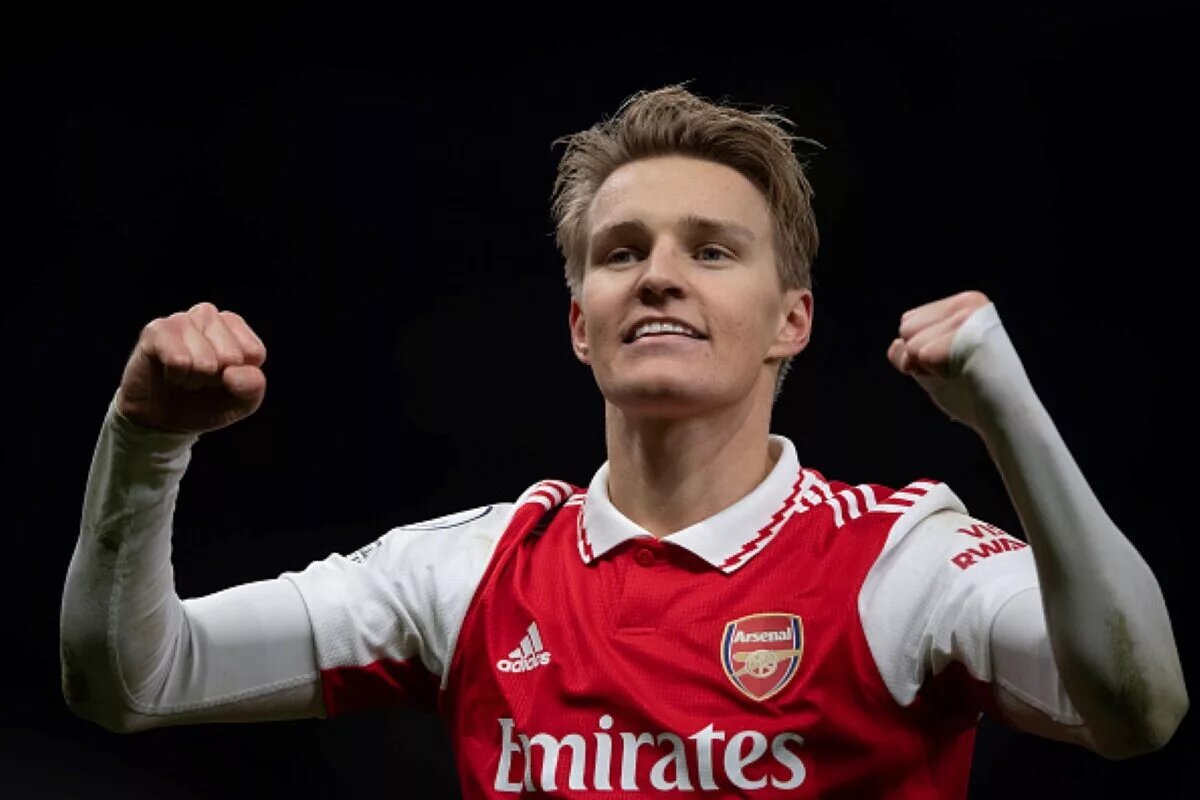 Arsenal's Martin Odegaard Celebrates Premier League Win Over Tottenham Hotpur on January 15, 2023