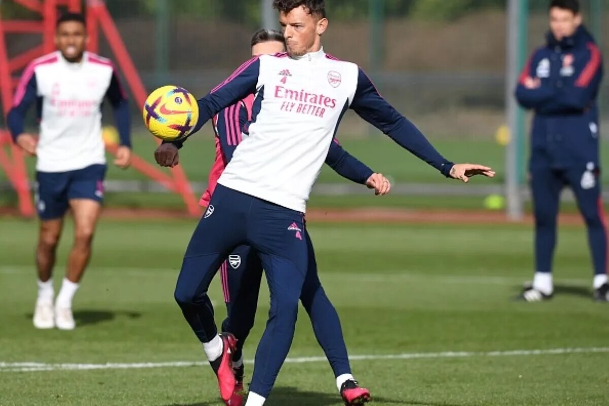 Arsenal's Ben White at a Training Session on February 17, 2023 And Is Part of Arsenal’s Predicted Lineup