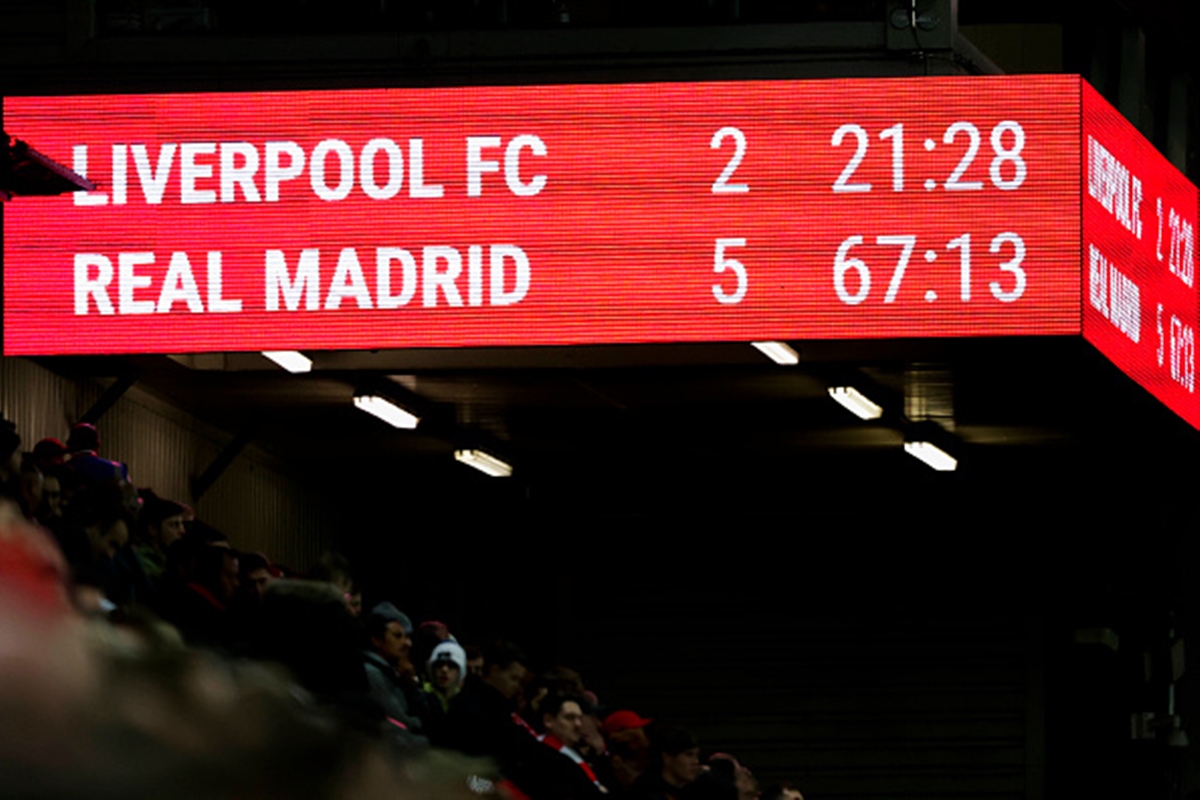 Real Madrid vs Liverpool scoreboard
