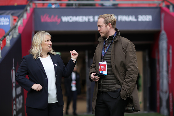 Emma Hayes and Jonas Eidevall at the 2021 Conti Cup final