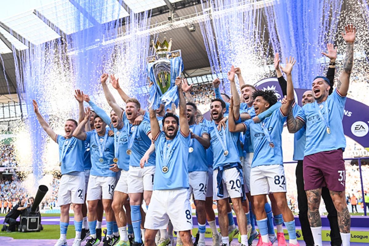 Manchester City celebrate 2023 Premier League championship win