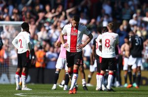 Southampton relegation - players dejected following defeat that officially relegated the club
