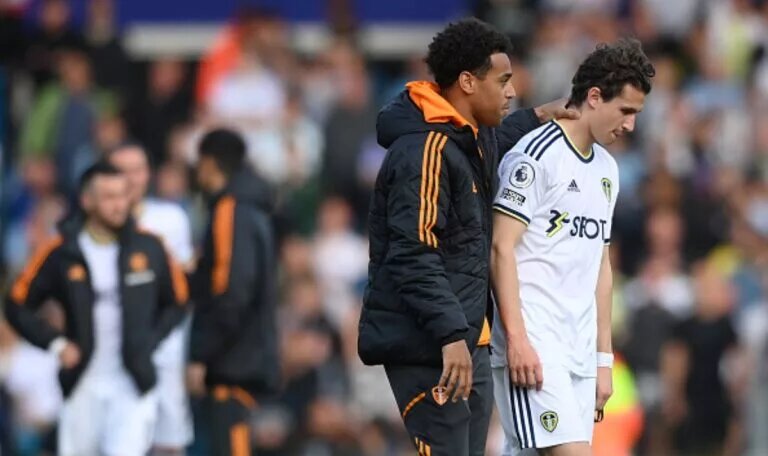 Tyler Adams and Brenden Aaronson leaving Leeds United pitch