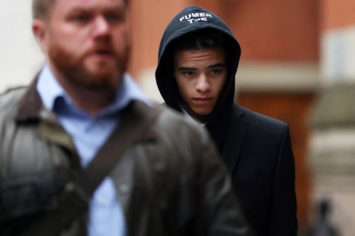 Mason Greenwood leaving court after the first day of his trial